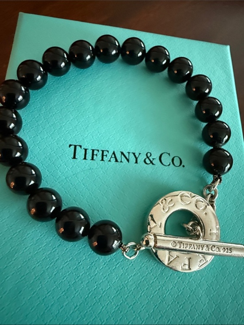8” 🖤Black Onyx Beaded Bracelet - 8mm beads - Tiffany & Co.